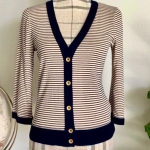 J. Crew Navy & Tan striped cardigan